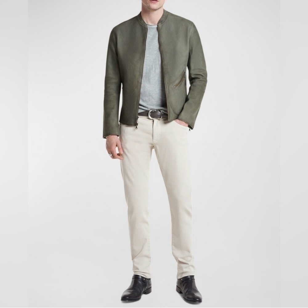 John Varvatos Sage / dark moss Leather Jacket